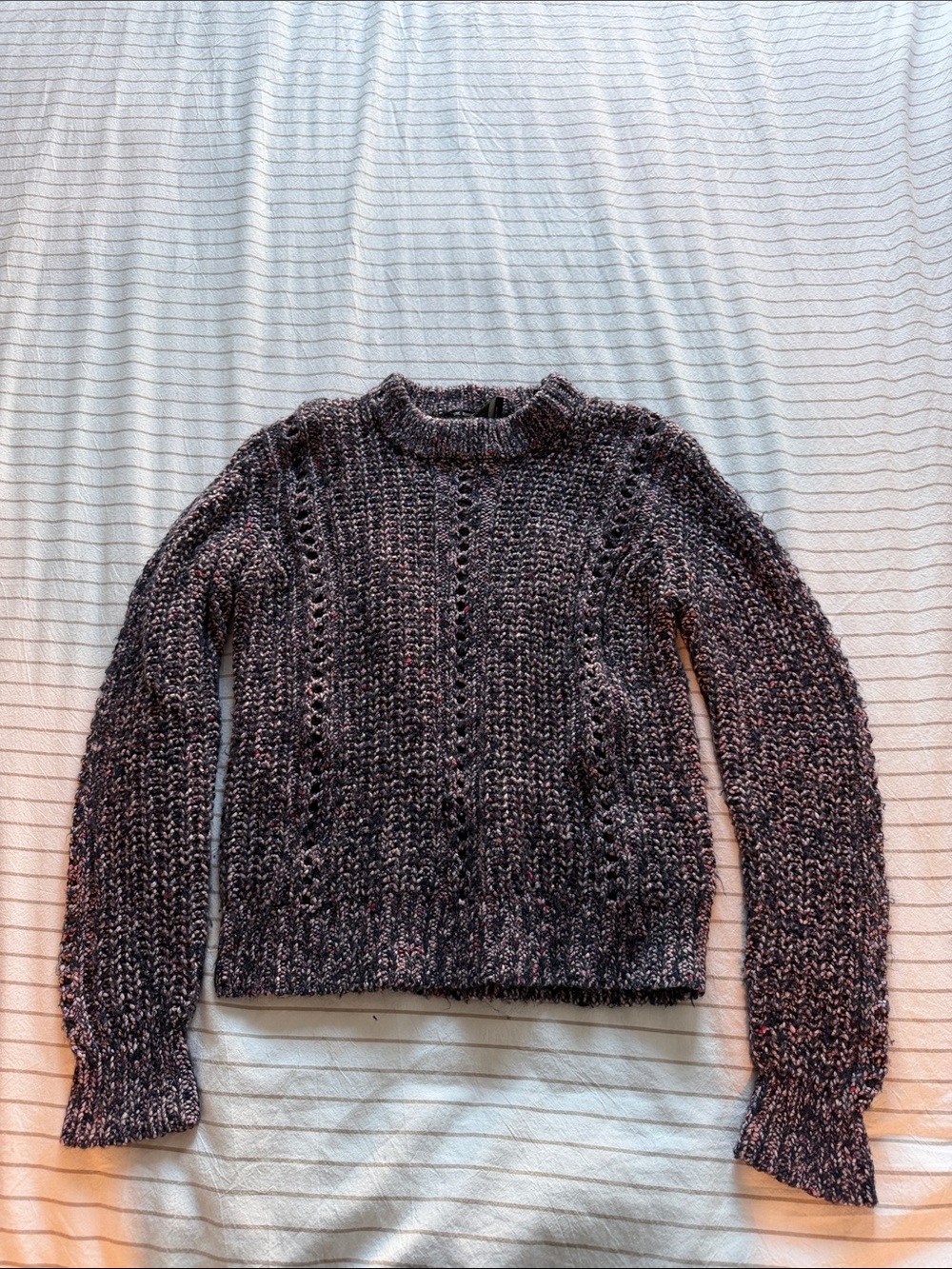 Scotch & Soda Marled Knit Turtleneck Sweater in Black and Pink